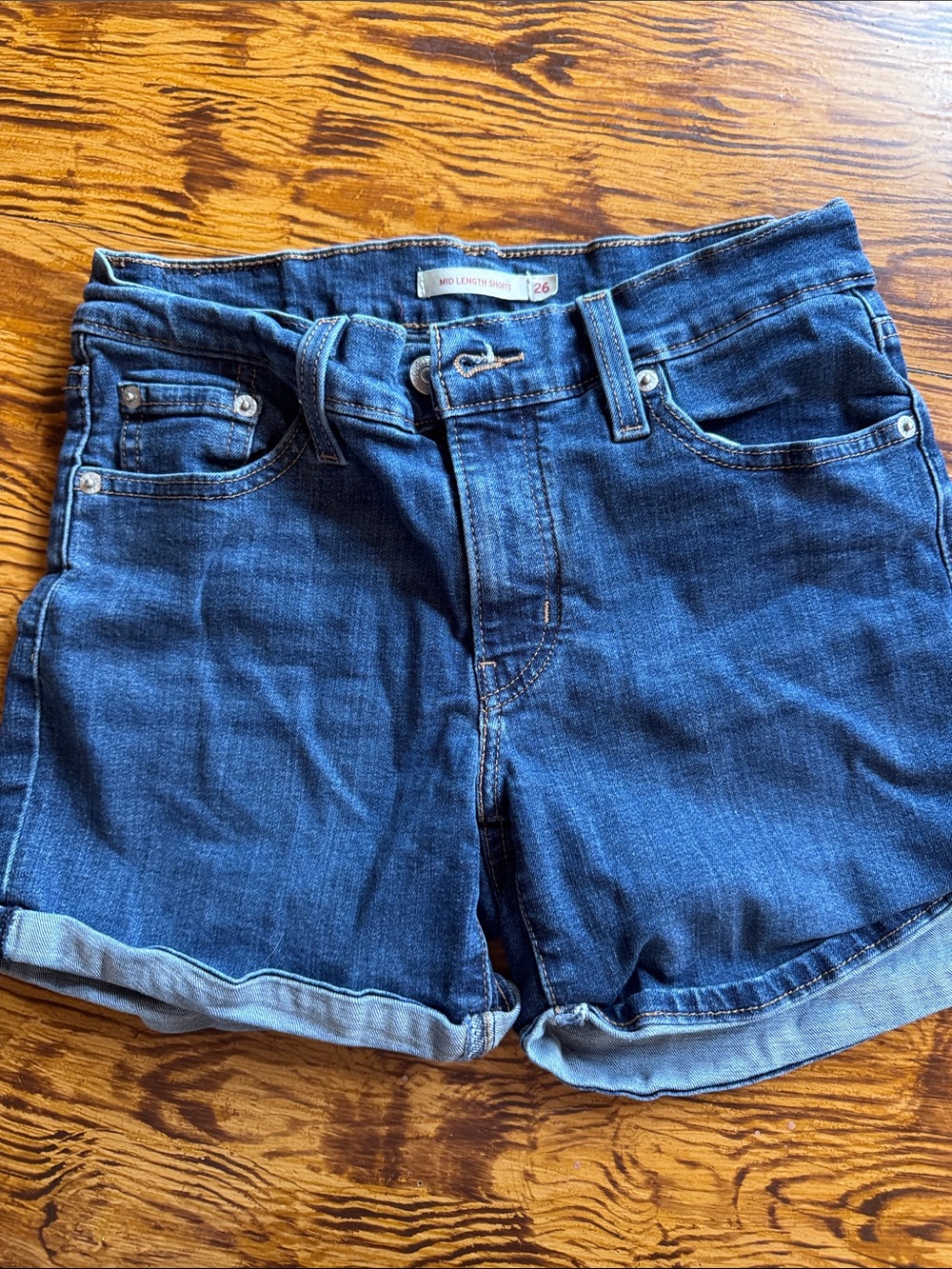 Levi's Dark Blue Denim Roll Cuff Jean Shorts